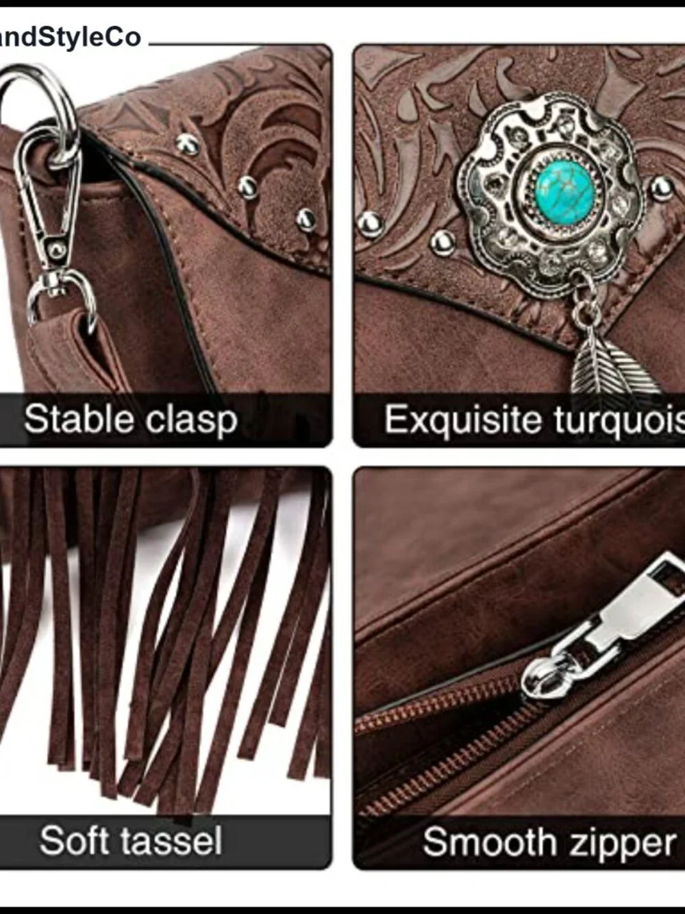 Boho Faux Leather Fringe Crossbody Bag with Tassel Wallet